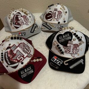 Embellished Kids Trucker Hat - Maroon, White, Black